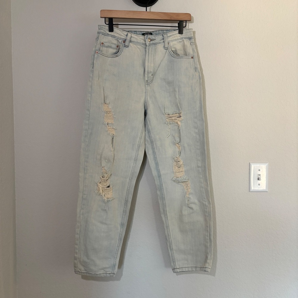 Wild Fable Jeans Highest Rise Mom 6 Cotton Blend Light Wash Distressed Grunge